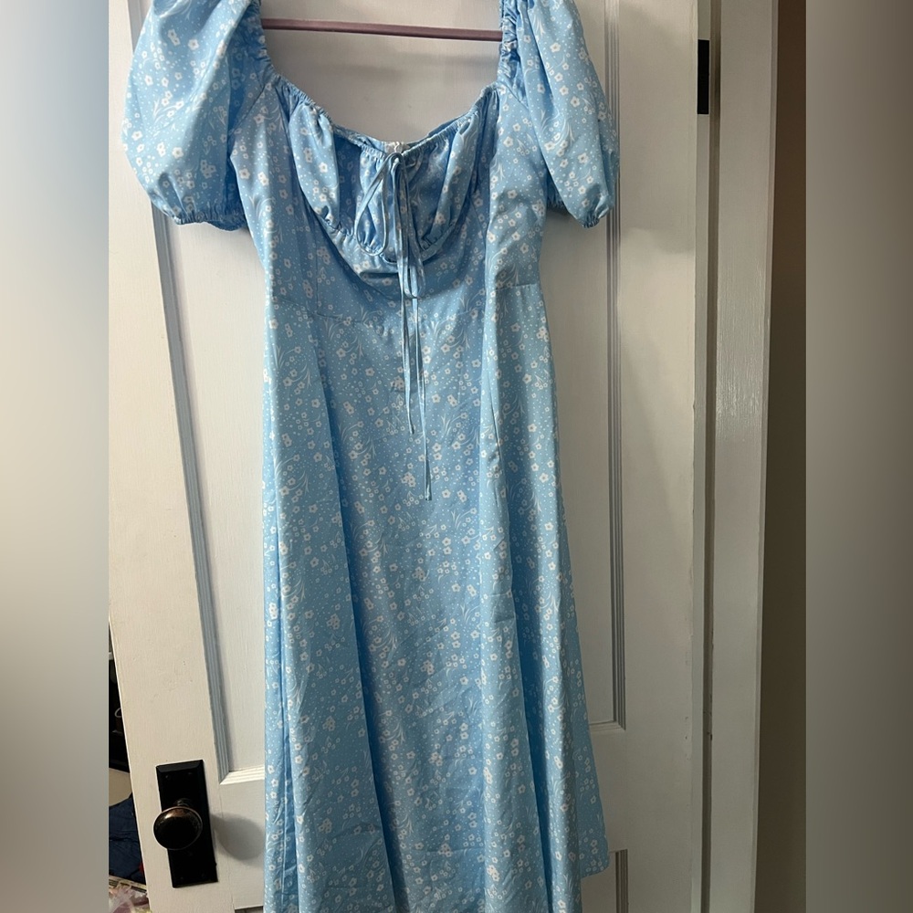 Blue dress with flowers